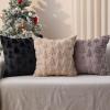 imageDFXSZ Christmas Tree Pillow Covers 18x18 inch Set of 2 Christmas Decoration Green Soft Plush Faux Fur Jacquard Throw Pillows for Bedroom Sofa Holiday Festivals Winter Home Decor PTK006A18Grey