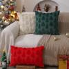 imageDFXSZ Christmas Tree Pillow Covers 18x18 inch Set of 2 Christmas Decoration Green Soft Plush Faux Fur Jacquard Throw Pillows for Bedroom Sofa Holiday Festivals Winter Home Decor PTK006A18Red