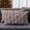 imageDFXSZ Christmas Tree Pillow Covers 18x18 inch Set of 2 Christmas Decoration Green Soft Plush Faux Fur Jacquard Throw Pillows for Bedroom Sofa Holiday Festivals Winter Home Decor PTK006A18Grey