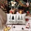 imageDFXSZ Merry Christmas Pillow Cover 12x20 Farmhouse Christmas Throw Lumbar Pillow Cover Decorations Christmas Tree Holiday Decor Case for Home CouchBlack