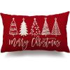 imageDFXSZ Merry Christmas Pillow Cover 12x20 Farmhouse Christmas Throw Lumbar Pillow Cover Decorations Christmas Tree Holiday Decor Case for Home CouchRed