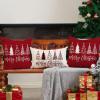 imageDFXSZ Merry Christmas Pillow Cover 12x20 Farmhouse Christmas Throw Lumbar Pillow Cover Decorations Christmas Tree Holiday Decor Case for Home CouchRed