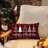 imageDFXSZ Merry Christmas Pillow Cover 12x20 Farmhouse Christmas Throw Lumbar Pillow Cover Decorations Christmas Tree Holiday Decor Case for Home CouchRed Black