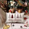 imageDFXSZ Merry Christmas Pillow Cover 12x20 Farmhouse Christmas Throw Lumbar Pillow Cover Decorations Christmas Tree Holiday Decor Case for Home CouchWhite