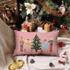 imageDFXSZ Merry Christmas Throw Pillow Cover 12x20 Inch Nutcracker Christmas Decor Winter Holiday Party Cushion Case Decoration for Sofa Couch YK141B12Pink