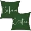imageChristmas Throw Pillow Covers 12x20 Inch Set of 2 Merry Christmas Farmhouse Decorations Believe Holiday Decor Throw Cushion Case for Home CouchGreen