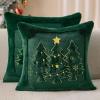 imageDFXSZ Christmas Pillow Covers 18x18 Red StarLanterns Beige Christmas Tree Decoration Soft Plush Faux Fur Jacquard Throw Pillows for Bedroom Sofa Holiday Festivals Winter Home Decor PTK066C18Yellow Starlanterns Green Tree