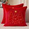 imageDFXSZ Christmas Pillow Covers 18x18 Red StarLanterns Beige Christmas Tree Decoration Soft Plush Faux Fur Jacquard Throw Pillows for Bedroom Sofa Holiday Festivals Winter Home Decor PTK066C18Yellow Starlanterns Red Tree