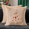 imageDFXSZ Christmas Pillow Covers 18x18 Red StarLanterns Beige Christmas Tree Decoration Soft Plush Faux Fur Jacquard Throw Pillows for Bedroom Sofa Holiday Festivals Winter Home Decor PTK066C18Red Lanterns Beige Tree