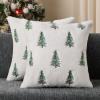imageDFXSZ Christmas Pillow Covers 18x18 inch Set of 2 Green Embroidered Christmas Tree Decoration Beige Soft Plush Faux Fur Jacquard Throw Pillows for Bedroom Sofa Holiday Winter Home Decor PTK071C18White Green