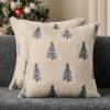 imageDFXSZ Christmas Pillow Covers 18x18 inch Set of 2 Green Embroidered Christmas Tree Decoration Beige Soft Plush Faux Fur Jacquard Throw Pillows for Bedroom Sofa Holiday Winter Home Decor PTK071C18Beige Blue