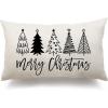 imageDFXSZ Merry Christmas Pillow Cover 12x20 Farmhouse Christmas Throw Lumbar Pillow Cover Decorations Christmas Tree Holiday Decor Case for Home CouchBlack