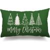 imageDFXSZ Merry Christmas Pillow Cover 12x20 Farmhouse Christmas Throw Lumbar Pillow Cover Decorations Christmas Tree Holiday Decor Case for Home CouchGreen