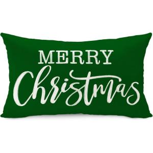 imageDFXSZ Christmas Pillow Cover 12x20 Merry Christmas Decor Red Throw Lumbar Pillow Cover Decorations Christmas Tree Holiday Decor Case for Home Couch YZT102A12Green