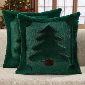 imageDFXSZ Christmas Pillow Covers 18x18 Green Big Christmas Tree Decoration Soft Plush Faux Fur Jacquard Throw Pillows for Bedroom Sofa Holiday Festivals Winter Home Decor PTK068A18Green Christmastree
