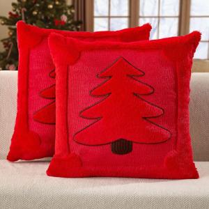imageDFXSZ Christmas Pillow Covers 18x18 Green Big Christmas Tree Decoration Soft Plush Faux Fur Jacquard Throw Pillows for Bedroom Sofa Holiday Festivals Winter Home Decor PTK068A18Red Christmastree