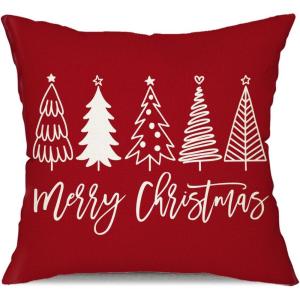 imageDFXSZ Merry Christmas Pillow Cover 12x20 Farmhouse Christmas Throw Lumbar Pillow Cover Decorations Christmas Tree Holiday Decor Case for Home CouchRed