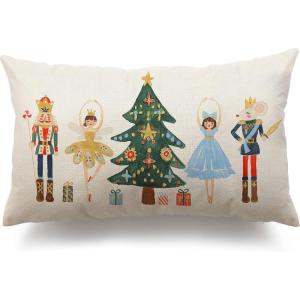 imageDFXSZ Merry Christmas Throw Pillow Cover 12x20 Inch Nutcracker Christmas Decor Winter Holiday Party Cushion Case Decoration for Sofa Couch YK141B12A2