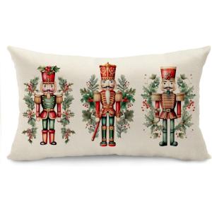 imageDFXSZ Merry Christmas Throw Pillow Cover 12x20 Inch Nutcracker Christmas Decor Winter Holiday Party Cushion Case Decoration for Sofa Couch YK141B12A4