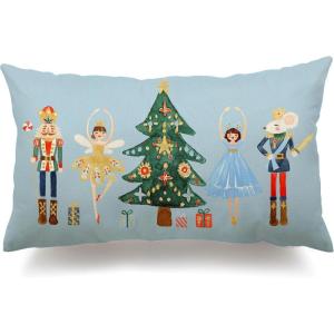 imageDFXSZ Merry Christmas Throw Pillow Cover 12x20 Inch Nutcracker Christmas Decor Winter Holiday Party Cushion Case Decoration for Sofa Couch YK141B12Blue
