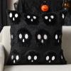 imageDFXSZ Halloween Pillow Covers 16x16 inch Set of 2 Beige Skeletont Halloween Decorations Soft Plush Faux Fur Wool Couch Cushion Case for Chair Sofa Bedroom Living Room Home Decor PTK04C16Black