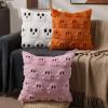imageDFXSZ Halloween Pillow Covers 16x16 inch Set of 2 Beige Skeletont Halloween Decorations Soft Plush Faux Fur Wool Couch Cushion Case for Chair Sofa Bedroom Living Room Home Decor PTK04C16White