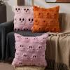 imageDFXSZ Halloween Pillow Covers 16x16 inch Set of 2 Beige Skeletont Halloween Decorations Soft Plush Faux Fur Wool Couch Cushion Case for Chair Sofa Bedroom Living Room Home Decor PTK04C16Pink