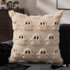 imageDFXSZ Halloween Pillow Covers 16x16 inch Set of 2 Beige Skeletont Halloween Decorations Soft Plush Faux Fur Wool Couch Cushion Case for Chair Sofa Bedroom Living Room Home Decor PTK04C16Beige Ghost