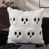 imageDFXSZ Halloween Pillow Covers 16x16 inch Set of 2 Beige Skeletont Halloween Decorations Soft Plush Faux Fur Wool Couch Cushion Case for Chair Sofa Bedroom Living Room Home Decor PTK04C16White