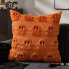 imageDFXSZ Halloween Pillow Covers 16x16 inch Set of 2 Beige Skeletont Halloween Decorations Soft Plush Faux Fur Wool Couch Cushion Case for Chair Sofa Bedroom Living Room Home Decor PTK04C16Orange Ghost
