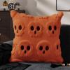 imageDFXSZ Halloween Pillow Covers 16x16 inch Set of 2 Beige Skeletont Halloween Decorations Soft Plush Faux Fur Wool Couch Cushion Case for Chair Sofa Bedroom Living Room Home Decor PTK04C16Orange