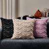 imageDFXSZ Halloween Pillow Covers 18x18 inch Set of 2 Beige Bat with Black Eyes Throw Pillow Cases Soft Plush Faux Fur Wool Couch Cushion Case for Chair Sofa Bedroom Living Room Home Decor PTK059A18Pink