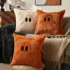 imageDFXSZ Halloween Pillow Covers 18x18 inch Set of 2 Black Eyes Beige Ghost Throw Pillow Cases Soft Plush Faux Fur Wool Couch Cushion Case for Chair Sofa Bedroom Living Room Home Decor PTK058B18Rust