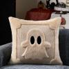 imageDFXSZ Halloween Pillow Covers 18x18 inch Set of 2 Black Eyes Beige Ghost Throw Pillow Cases Soft Plush Faux Fur Wool Couch Cushion Case for Chair Sofa Bedroom Living Room Home Decor PTK058B18Beige