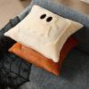 imageDFXSZ Halloween Pillow Covers 18x18 inch Set of 2 Black Eyes Beige Ghost Throw Pillow Cases Soft Plush Faux Fur Wool Couch Cushion Case for Chair Sofa Bedroom Living Room Home Decor PTK058B18Beige