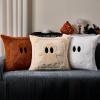 imageDFXSZ Halloween Pillow Covers 18x18 inch Set of 2 Black Eyes Beige Ghost Throw Pillow Cases Soft Plush Faux Fur Wool Couch Cushion Case for Chair Sofa Bedroom Living Room Home Decor PTK058B18Cream White