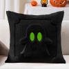 imageDFXSZ Halloween Pillow Covers 18x18 inch Set of 2 Black Eyes Beige Ghost Throw Pillow Cases Soft Plush Faux Fur Wool Couch Cushion Case for Chair Sofa Bedroom Living Room Home Decor PTK058B18Black