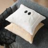 imageDFXSZ Halloween Pillow Covers 18x18 inch Set of 2 Black Eyes Beige Ghost Throw Pillow Cases Soft Plush Faux Fur Wool Couch Cushion Case for Chair Sofa Bedroom Living Room Home Decor PTK058B18Cream White