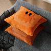 imageDFXSZ Halloween Pillow Covers 18x18 inch Set of 2 Black Eyes Beige Ghost Throw Pillow Cases Soft Plush Faux Fur Wool Couch Cushion Case for Chair Sofa Bedroom Living Room Home Decor PTK058B18Orange