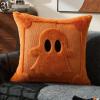 imageDFXSZ Halloween Pillow Covers 18x18 inch Set of 2 Black Eyes Beige Ghost Throw Pillow Cases Soft Plush Faux Fur Wool Couch Cushion Case for Chair Sofa Bedroom Living Room Home Decor PTK058B18Orange