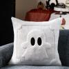 imageDFXSZ Halloween Pillow Covers 18x18 inch Set of 2 Black Eyes Beige Ghost Throw Pillow Cases Soft Plush Faux Fur Wool Couch Cushion Case for Chair Sofa Bedroom Living Room Home Decor PTK058B18Cream White
