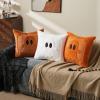 imageDFXSZ Halloween Pillow Covers 18x18 inch Set of 2 Black Eyes Beige Ghost Throw Pillow Cases Soft Plush Faux Fur Wool Couch Cushion Case for Chair Sofa Bedroom Living Room Home Decor PTK058B18Cream White