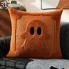 imageDFXSZ Halloween Pillow Covers 18x18 inch Set of 2 Black Eyes Beige Ghost Throw Pillow Cases Soft Plush Faux Fur Wool Couch Cushion Case for Chair Sofa Bedroom Living Room Home Decor PTK058B18Rust