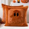 imageDFXSZ Halloween Pillow Covers 18x18 inch Set of 2 Black Eyes Beige Ghost Throw Pillow Cases Soft Plush Faux Fur Wool Couch Cushion Case for Chair Sofa Bedroom Living Room Home Decor PTK058B18Rust