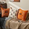 imageDFXSZ Halloween Pillow Covers 18x18 inch Set of 2 Black Eyes White Ghost Throw Pillow Cases Soft Plush Faux Fur Wool Couch Cushion Case for Chair Sofa Bedroom Living Room Home Decor PTK056A18Blackbeige Pumpkins
