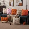 imageDFXSZ Halloween Pillow Covers 18x18 inch Set of 2 Black Eyes White Ghost Throw Pillow Cases Soft Plush Faux Fur Wool Couch Cushion Case for Chair Sofa Bedroom Living Room Home Decor PTK056A18Orange