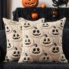 imageDFXSZ Halloween Pillow Covers 18x18 inch Set of 2 Black Eyes White Ghost Throw Pillow Cases Soft Plush Faux Fur Wool Couch Cushion Case for Chair Sofa Bedroom Living Room Home Decor PTK056A18Blackbeige Pumpkins