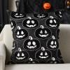 imageDFXSZ Halloween Pillow Covers 18x18 inch Set of 2 Black Eyes White Ghost Throw Pillow Cases Soft Plush Faux Fur Wool Couch Cushion Case for Chair Sofa Bedroom Living Room Home Decor PTK056A18Blackwhite Pumpkins