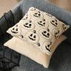 imageDFXSZ Halloween Pillow Covers 18x18 inch Set of 2 Black Eyes White Ghost Throw Pillow Cases Soft Plush Faux Fur Wool Couch Cushion Case for Chair Sofa Bedroom Living Room Home Decor PTK056A18Blackbeige Pumpkins