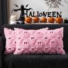 imageDFXSZ Halloween Pillow Covers 18x18 inch Set of 2 Black Ghost Throw Pillow Cases Soft Plush Faux Fur Wool Couch Cushion Case for Chair Sofa Bedroom Living Room Home Decor PTK03F18Pink